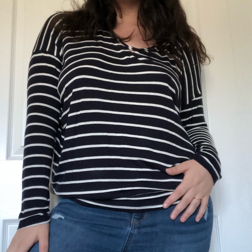 Francesca’s Black and white striped Long sleeve